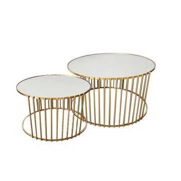 Masute cafea Boron Auriu set 2buc metal Masute cafea Boron Auriu set 2buc metal