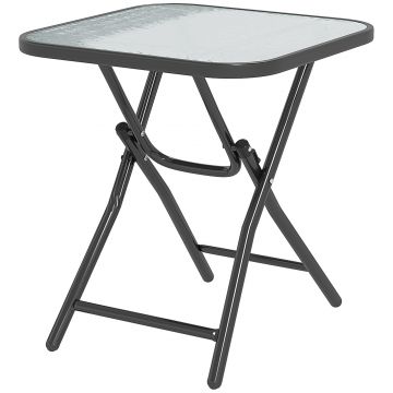 Outsunny Masă de cafea pătrată de bistro pentru grădină 45 x 45 x 50 cm pliabilă metal negru blat sticlă temperată negru | Aosom Romania Outsunny Masă de cafea pătrată de bistro pentru grădină 45 x 45 x 50 cm pliabilă metal negru blat sticlă temperată negru | Aosom Romania