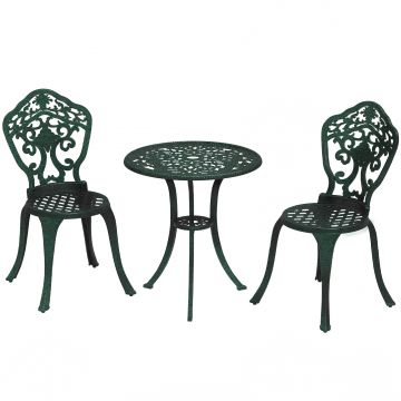 Outsunny Set bistrot pentru grădină din aluminiu, mobilier grădină 3 piese 2 scaune + masă rotundă imitație fier forjat | Aosom Romania Outsunny Set bistrot pentru grădină din aluminiu, mobilier grădină 3 piese 2 scaune + masă rotundă imitație fier forjat | Aosom Romania