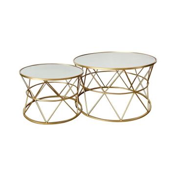 Set de 2 masute de cafea Pelosif metal auriu 80x80x48 cm Set de 2 masute de cafea Pelosif metal auriu 80x80x48 cm