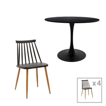 Set dining Aurora-Balou I, Pako World, 5 piese, Negru, 100x75 cm Set dining Aurora-Balou I, Pako World, 5 piese, Negru, 100x75 cm