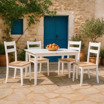 Set masa si scaune 5 buc Mabor-York Alb 150x80x73.8 cm Set masa si scaune 5 buc Mabor-York Alb 150x80x73.8 cm