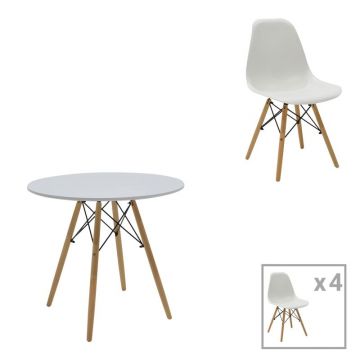 Set masa si scaune 5 piese Julita Alb 80x80x73 cm Set masa si scaune 5 piese Julita Alb 80x80x73 cm